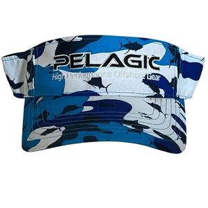 Pelagic Gear Adjustable Blue Camouflage Logo Visor